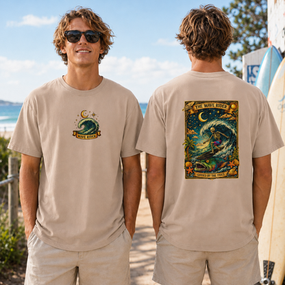 Wave Rider Surf Skeleton Tee — Retro Night Surf Graphic T-Shirt