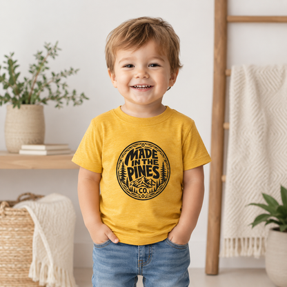 Made in the Pines Toddler Tee — Pine Tree Badge Shirt