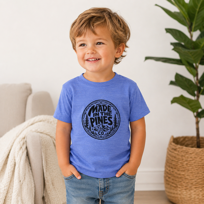 Made in the Pines Toddler Tee — Pine Tree Badge Shirt