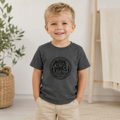 Made in the Pines Toddler Tee — Pine Tree Badge Shirt
