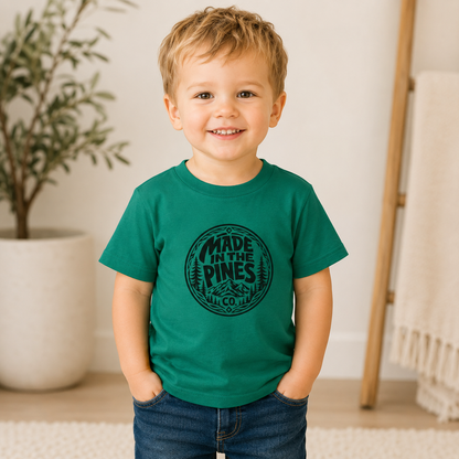 Made in the Pines Toddler Tee — Pine Tree Badge Shirt