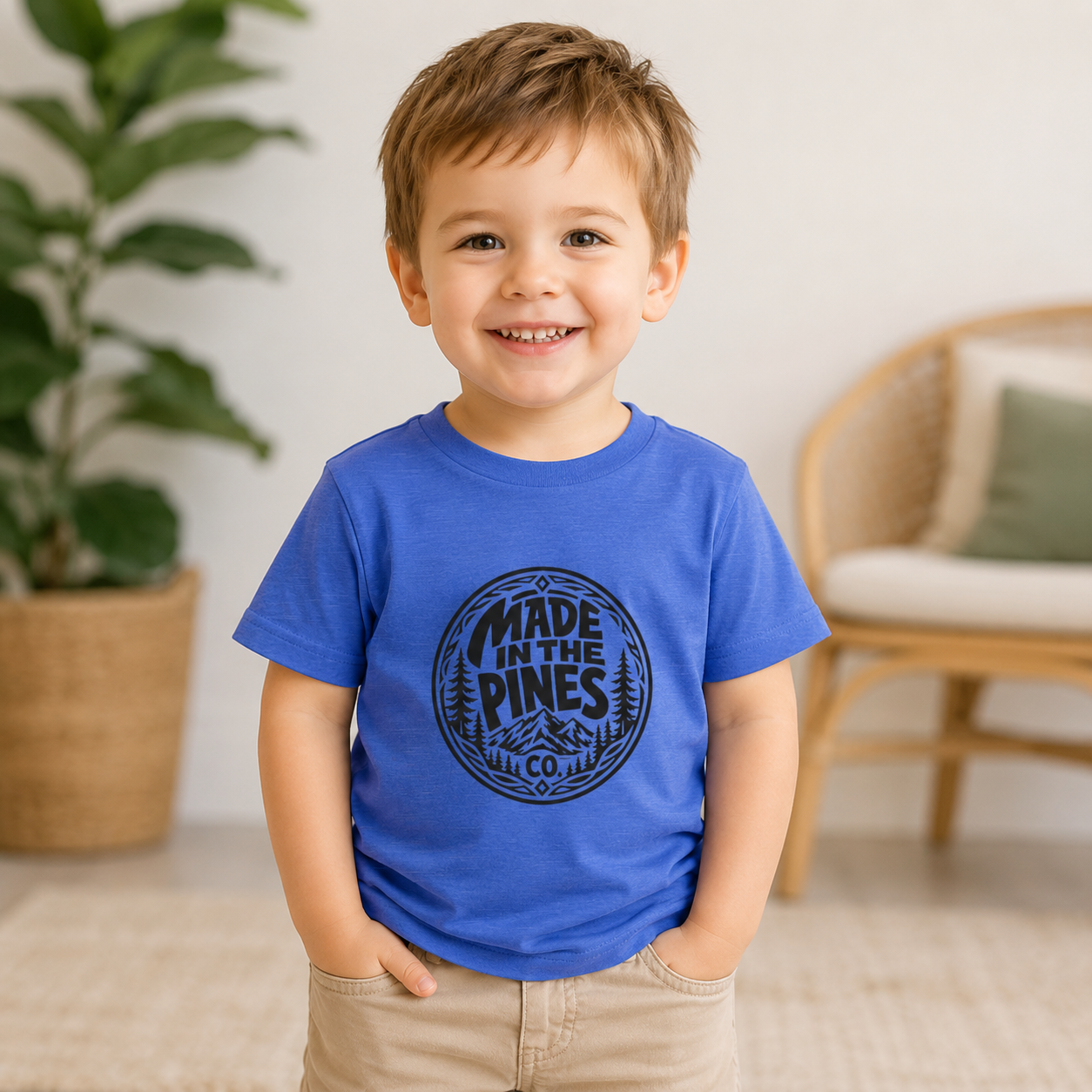Made in the Pines Toddler Tee — Pine Tree Badge Shirt