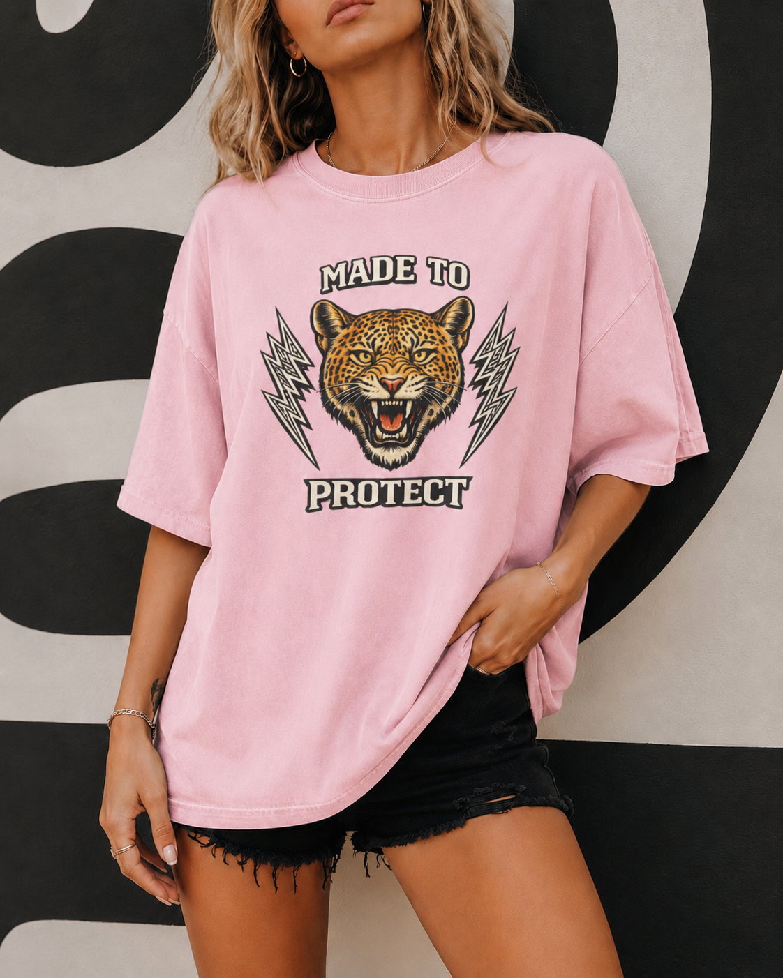 Made To Protect Jaguar Head Vintage Lightning T-Shirt