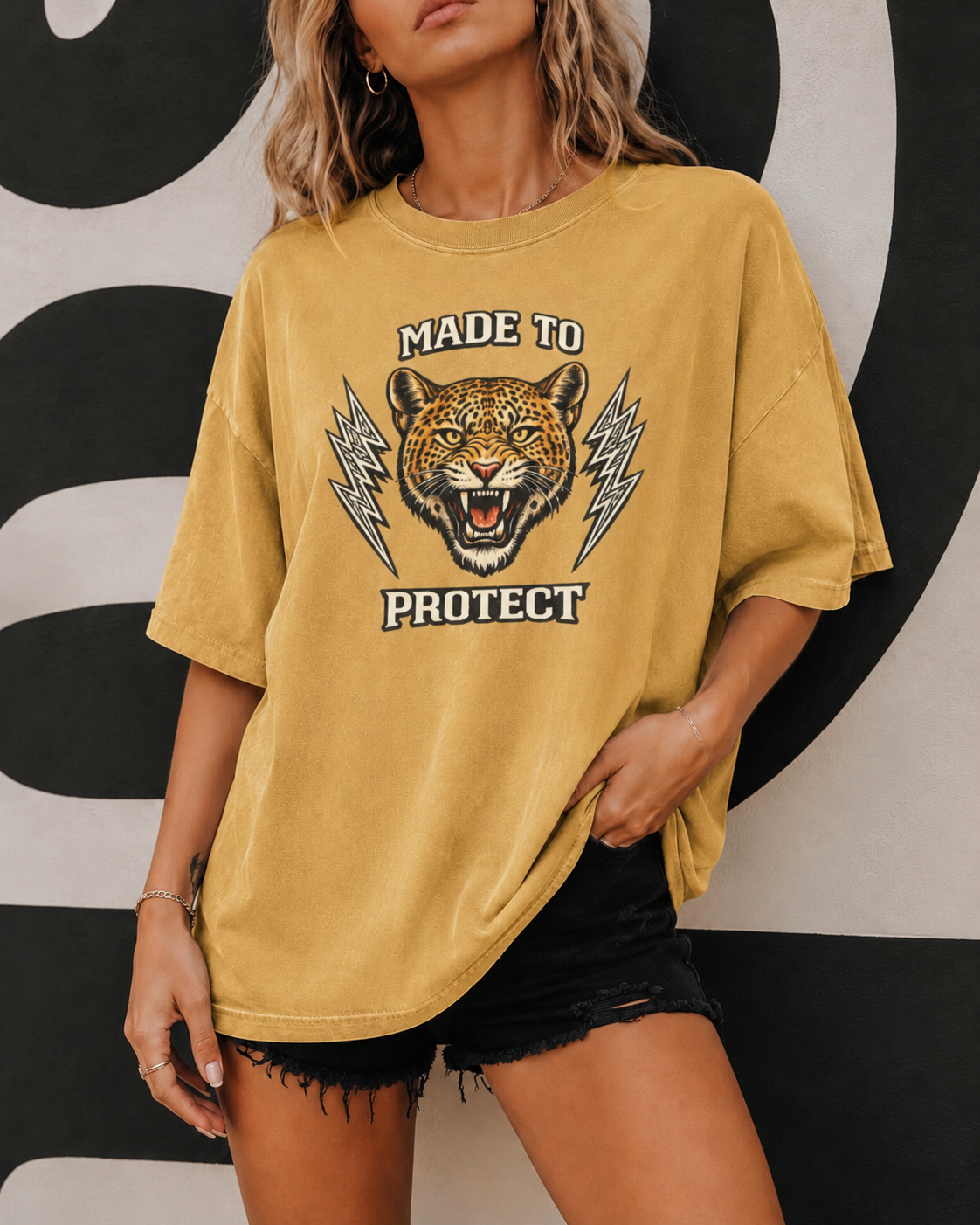 Made To Protect Jaguar Head Vintage Lightning T-Shirt