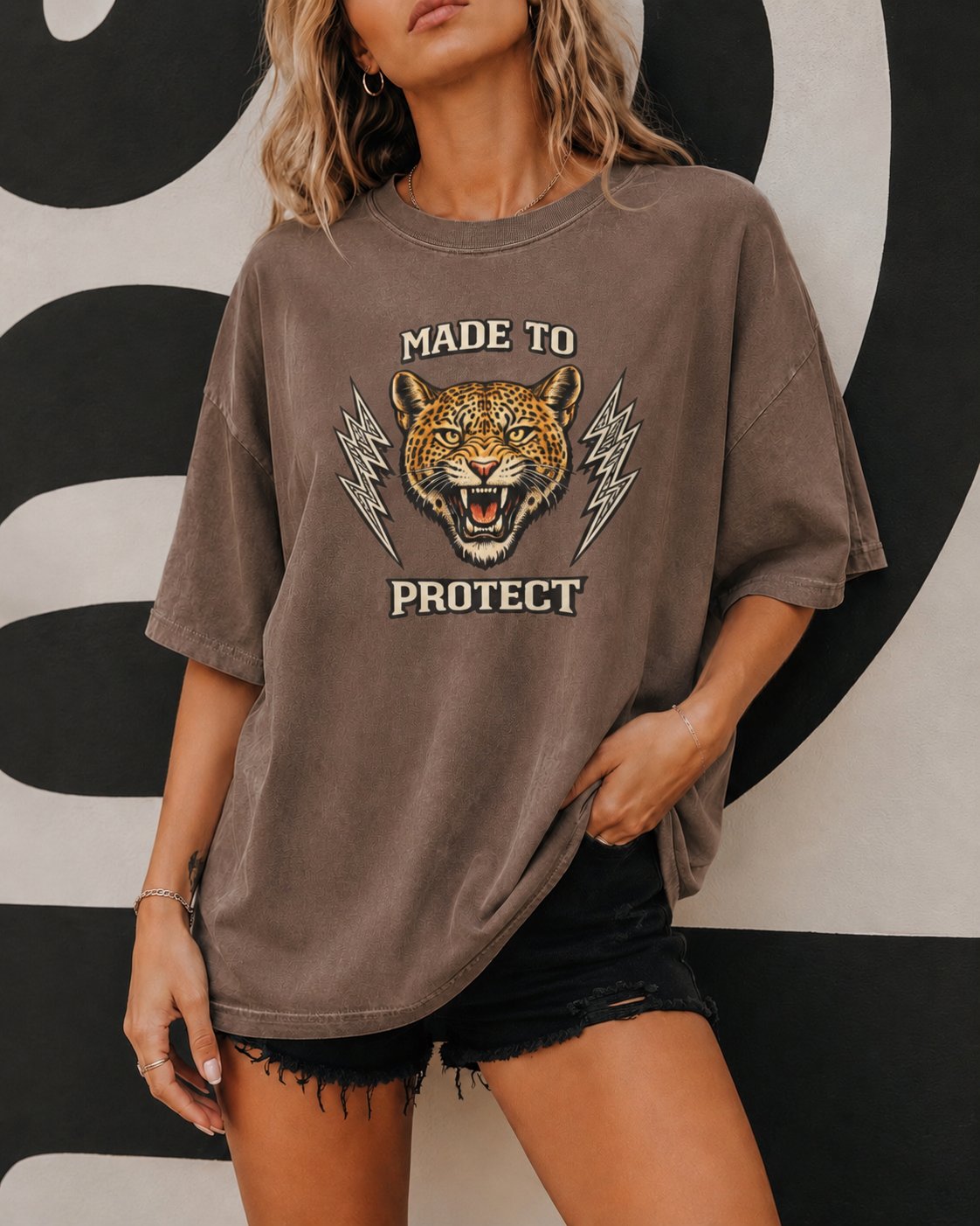 Made To Protect Jaguar Head Vintage Lightning T-Shirt