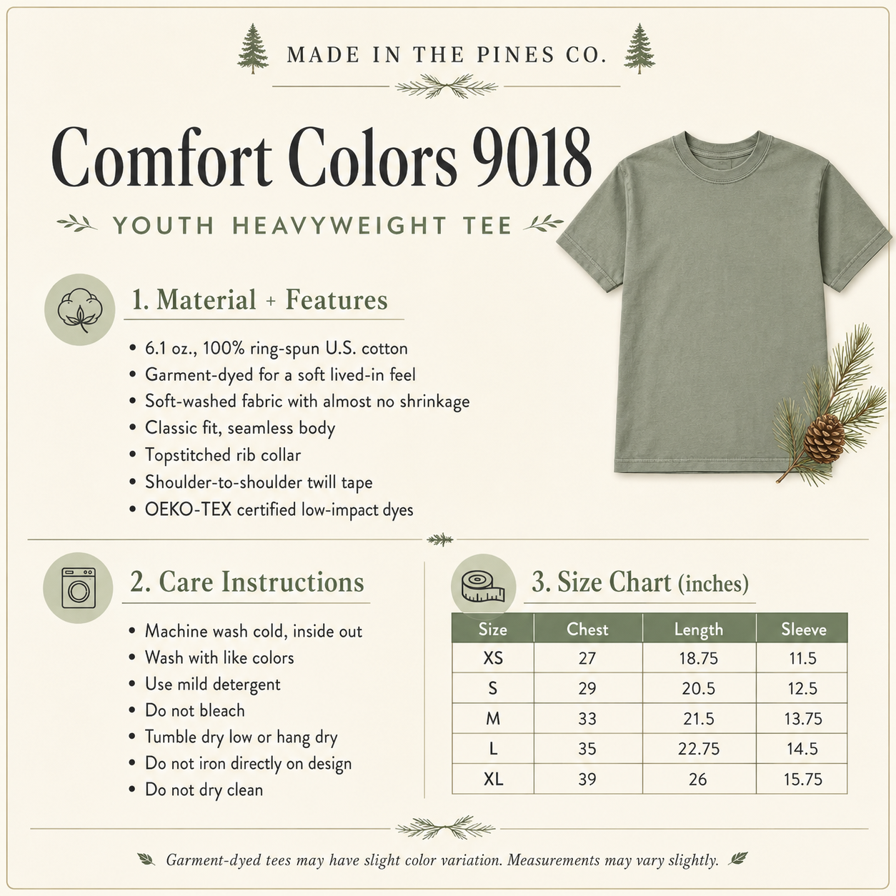 Pacific Northwest Pines Doodle Youth Tee