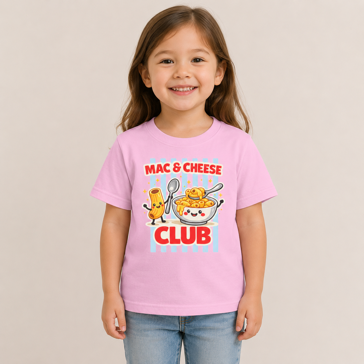 Mac & Cheese Club Toddler Tee — Cute Kids Food Graphic Shirt