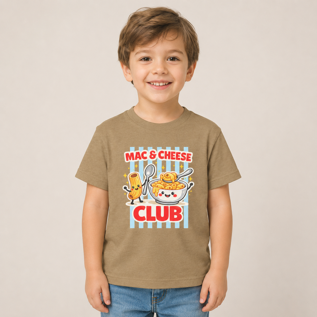 Mac & Cheese Club Toddler Tee — Cute Kids Food Graphic Shirt