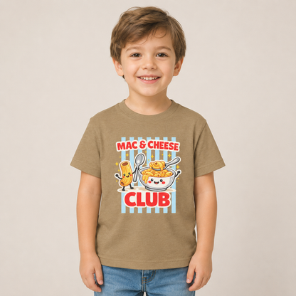 Mac & Cheese Club Toddler Tee — Cute Kids Food Graphic Shirt