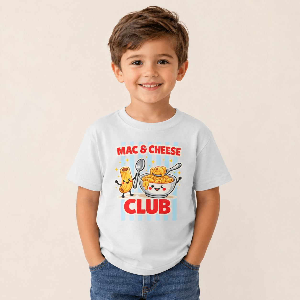 Mac & Cheese Club Toddler Tee — Cute Kids Food Graphic Shirt