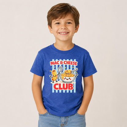 Mac & Cheese Club Toddler Tee — Cute Kids Food Graphic Shirt