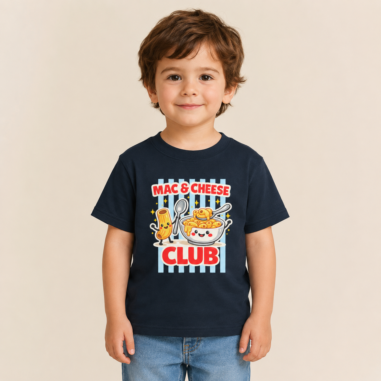 Mac & Cheese Club Toddler Tee — Cute Kids Food Graphic Shirt