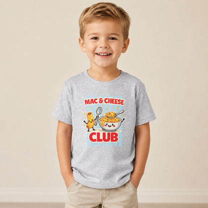Mac & Cheese Club Toddler Tee — Cute Kids Food Graphic Shirt