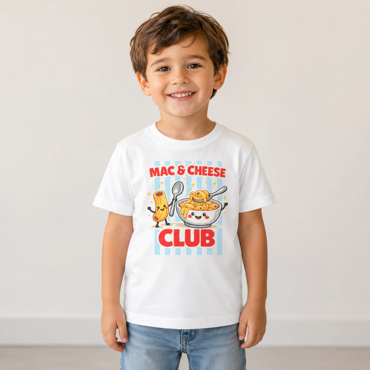 Mac & Cheese Club Toddler Tee — Cute Kids Food Graphic Shirt