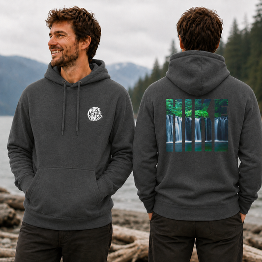 Waterfall Hike Hoodie — Nature Lover Forest Graphic