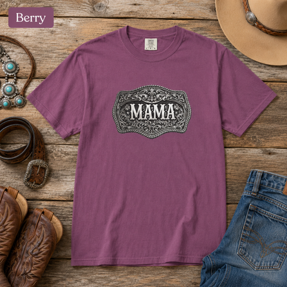 Western Belt Buckle Mama Comfort Colors T-shirt