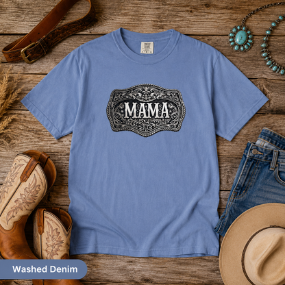 Western Belt Buckle Mama Comfort Colors T-shirt