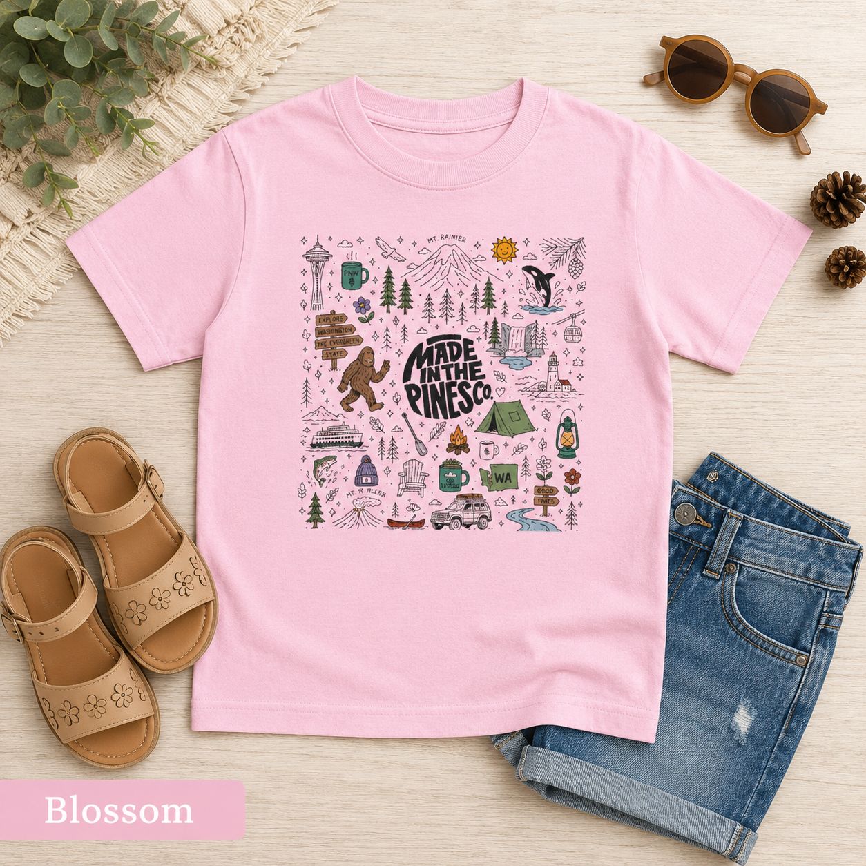 Pacific Northwest Pines Doodle Youth Tee