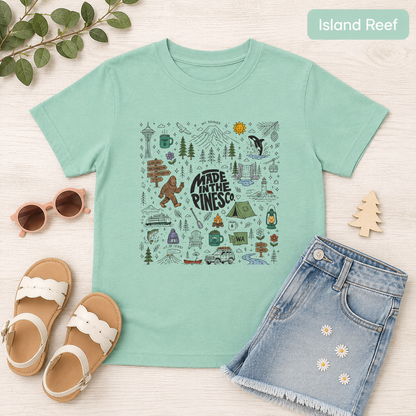 Pacific Northwest Pines Doodle Youth Tee