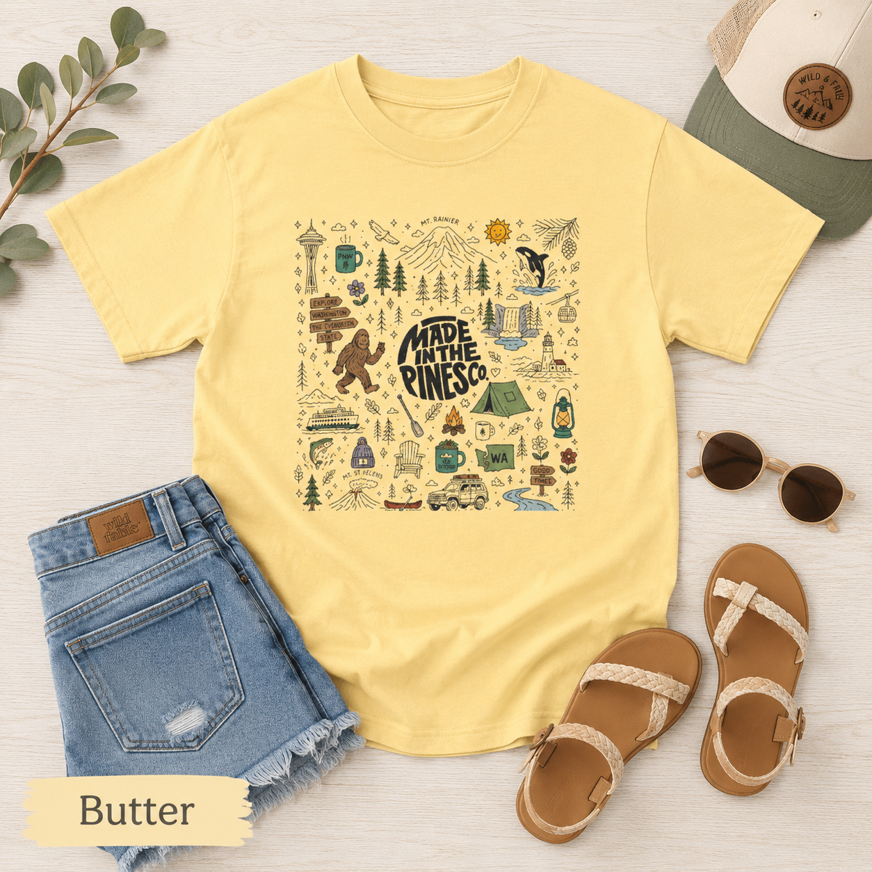 Pacific Northwest Pines Doodle Youth Tee
