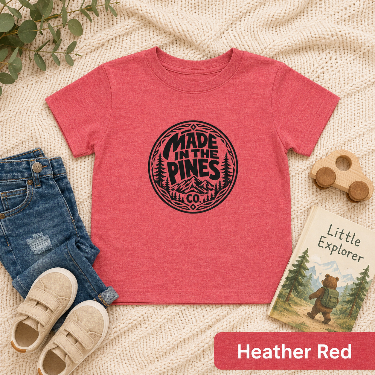 Made in the Pines Toddler Tee — Pine Tree Badge Shirt
