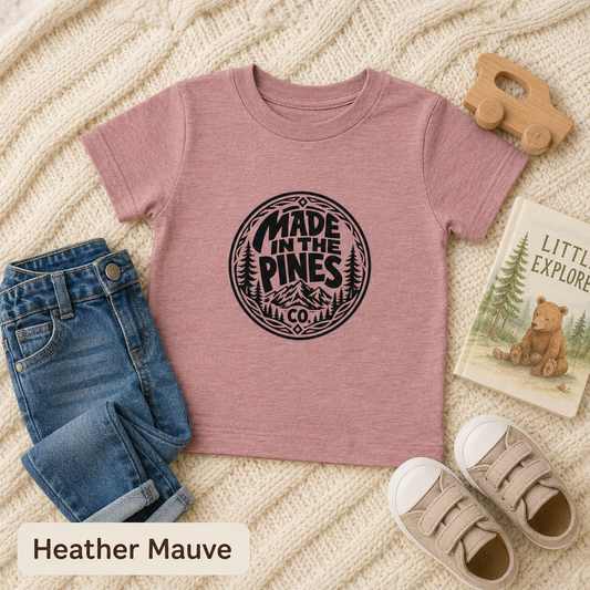 Made in the Pines Toddler Tee — Pine Tree Badge Shirt