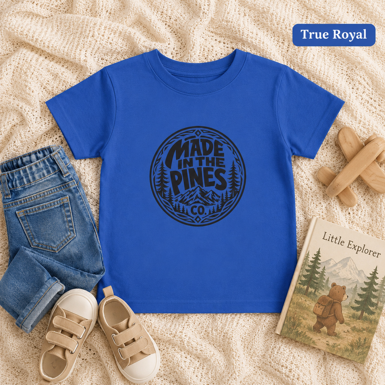 Made in the Pines Toddler Tee — Pine Tree Badge Shirt