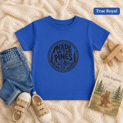 Made in the Pines Toddler Tee — Pine Tree Badge Shirt