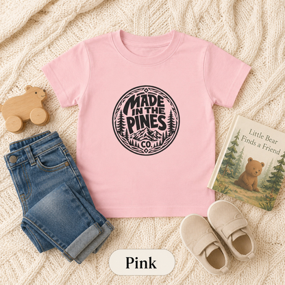 Made in the Pines Toddler Tee — Pine Tree Badge Shirt