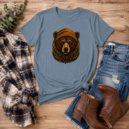 Outdoorsy Bear Camping Cabin Hiking Tee