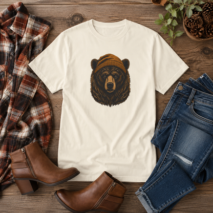Outdoorsy Bear Camping Cabin Hiking Tee