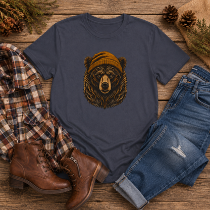 Outdoorsy Bear Camping Cabin Hiking Tee