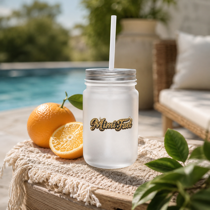 Mason Jar Tumbler – Mimi Fuel Logo Glass Jar with Lid & Straw