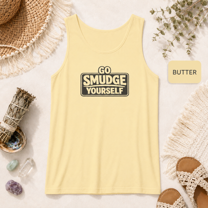Go Smudge Yourself Retro Tank Top — Vintage Block Text Graphic