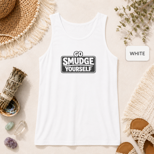 Go Smudge Yourself Retro Tank Top — Vintage Block Text Graphic