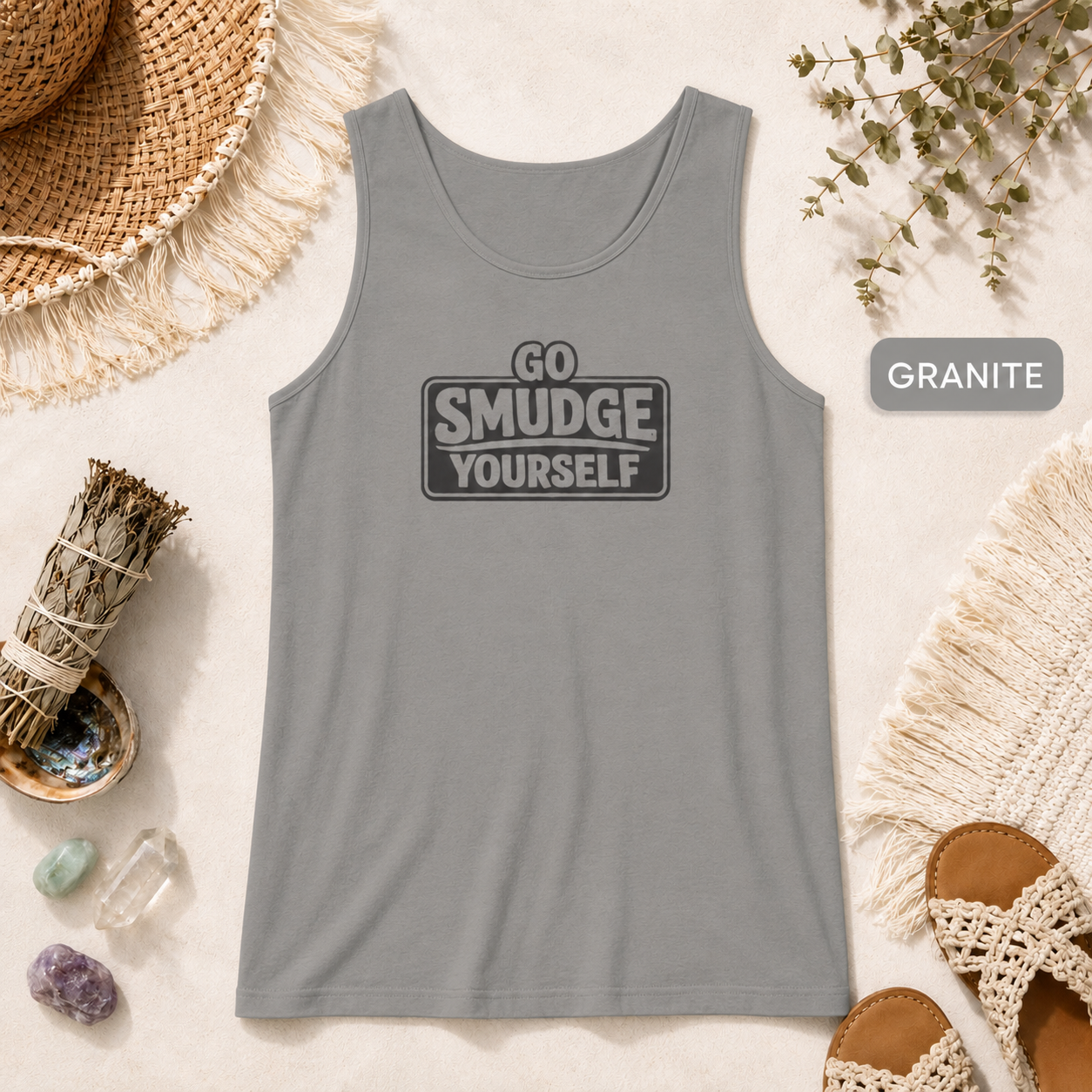 Go Smudge Yourself Retro Tank Top — Vintage Block Text Graphic