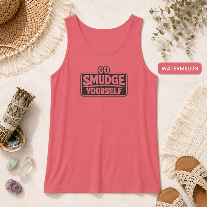 Go Smudge Yourself Retro Tank Top — Vintage Block Text Graphic