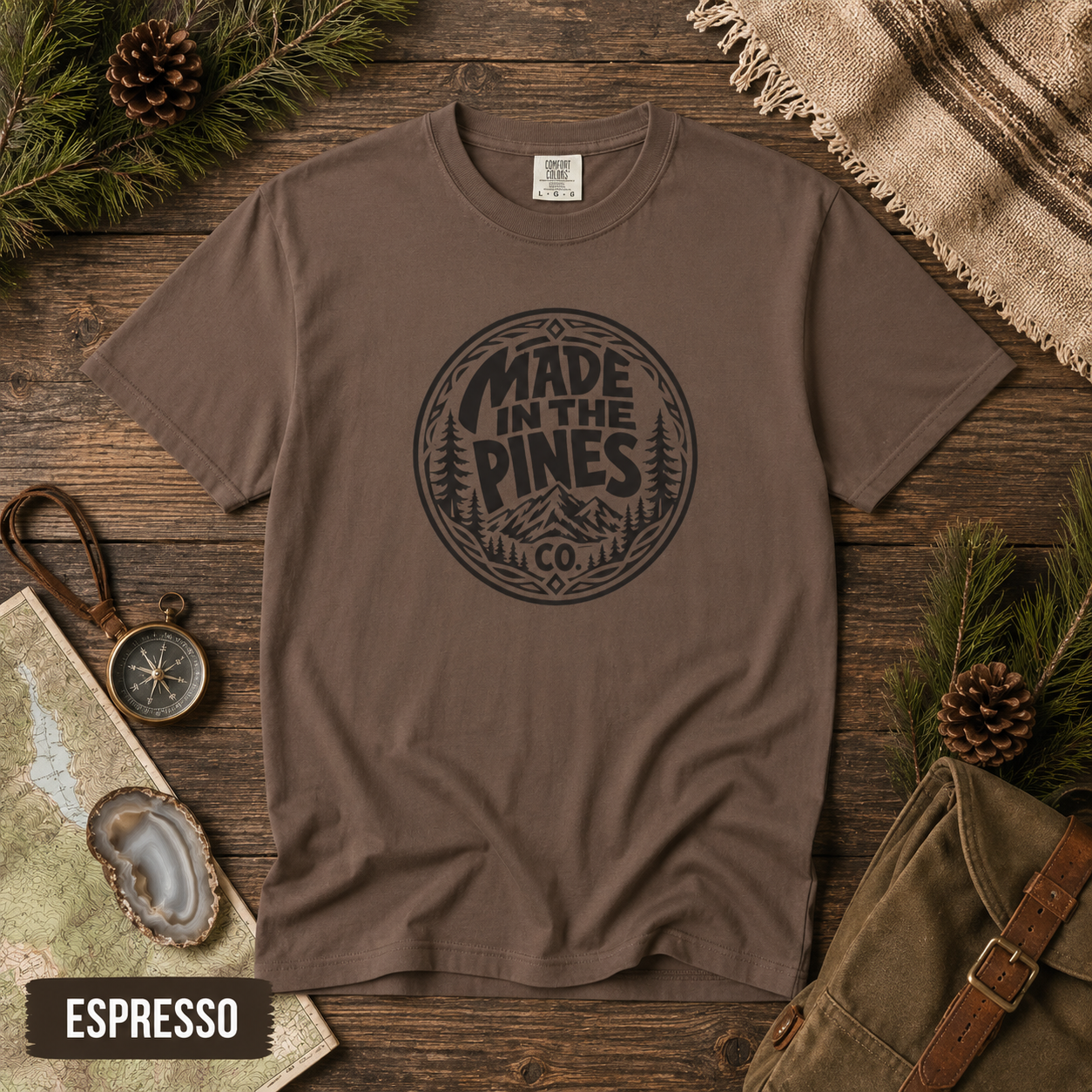 Made in the Pines Pine Forest Badge T-shirt | Vintage Outdoors Tee