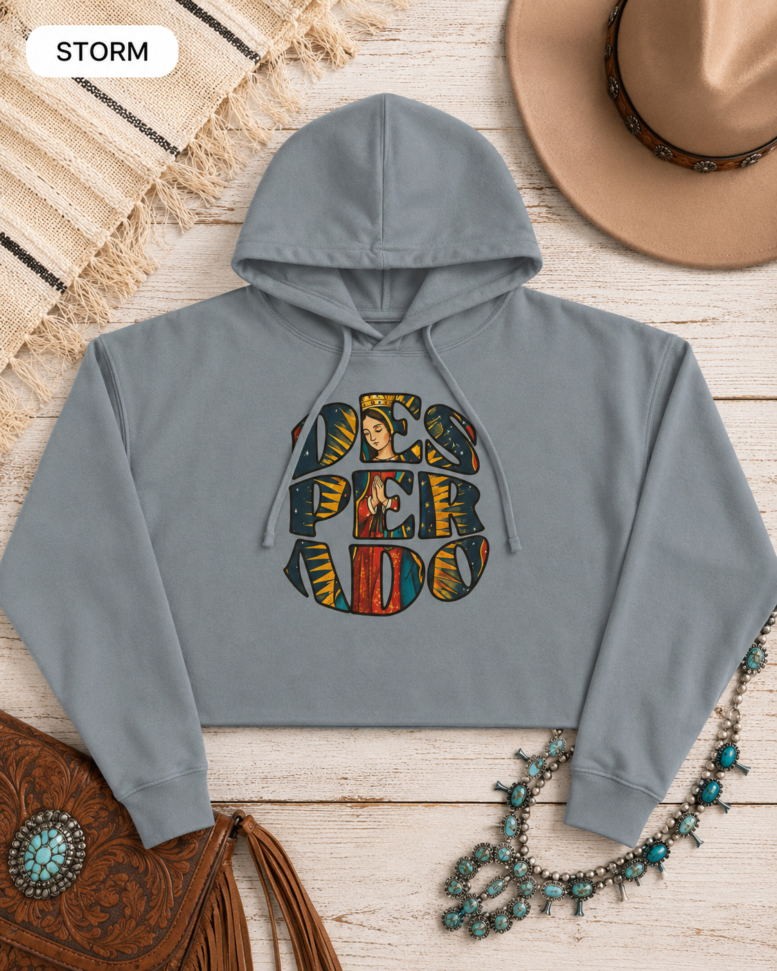 Desperado Faith-Inspired Crop Hoodie — Boho Cropped Sweatshirt