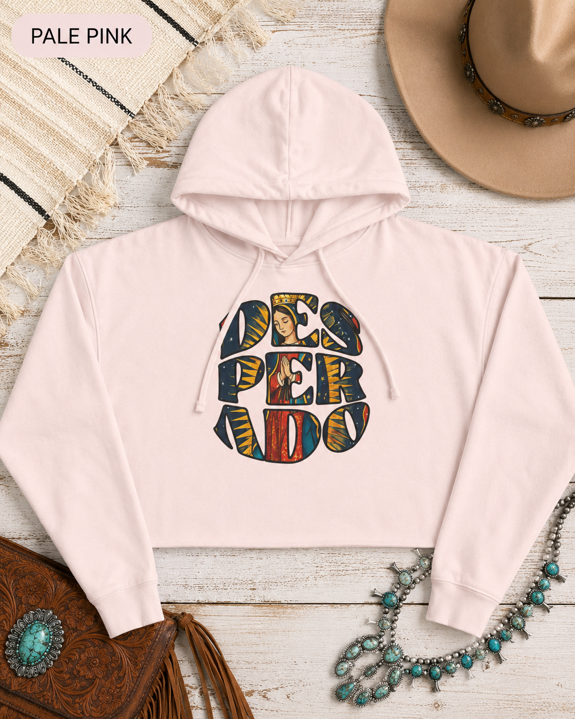 Desperado Faith-Inspired Crop Hoodie — Boho Cropped Sweatshirt