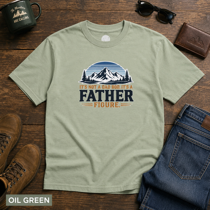 Father Figure mountain design heavyweight T-Shirt | Camping Outdoors Typography