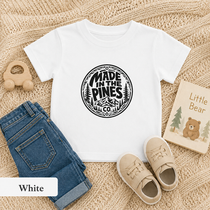 Made in the Pines Toddler Tee — Pine Tree Badge Shirt