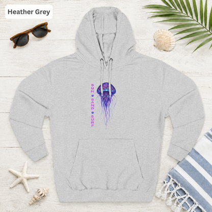 Jellyfish Sun Sand Surf Hoodie — Three-Panel Fleece Pullover