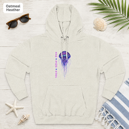 Jellyfish Sun Sand Surf Hoodie — Three-Panel Fleece Pullover