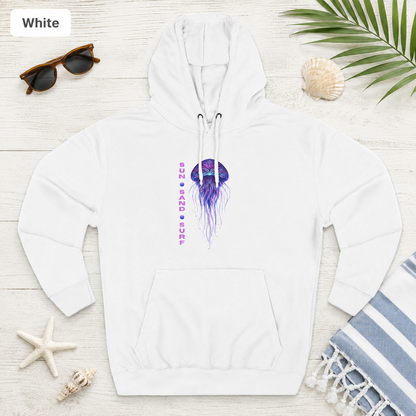 Jellyfish Sun Sand Surf Hoodie — Three-Panel Fleece Pullover