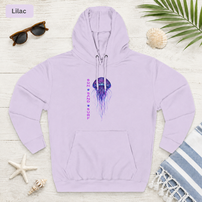 Jellyfish Sun Sand Surf Hoodie — Three-Panel Fleece Pullover