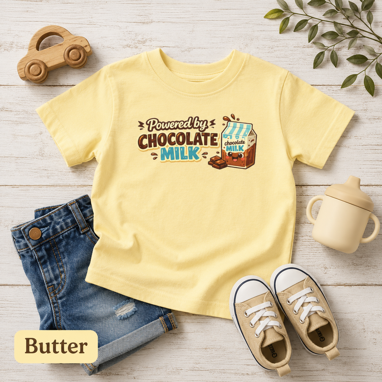 Powered by Chocolate Milk Toddler Tee