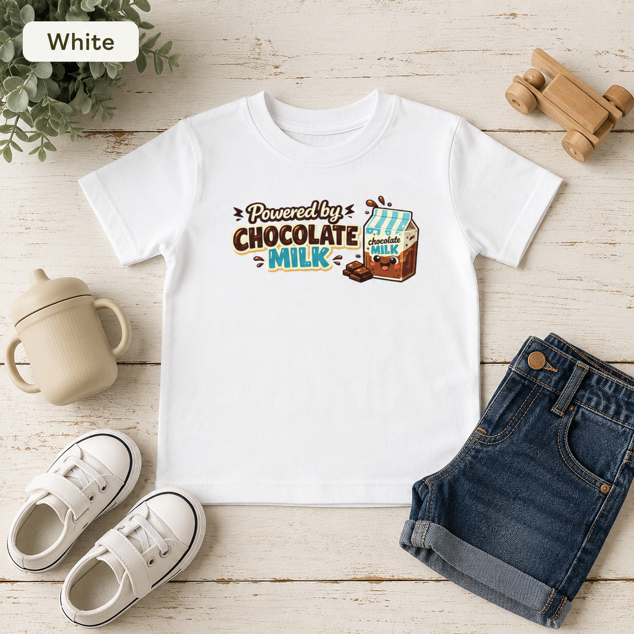 Powered by Chocolate Milk Toddler Tee