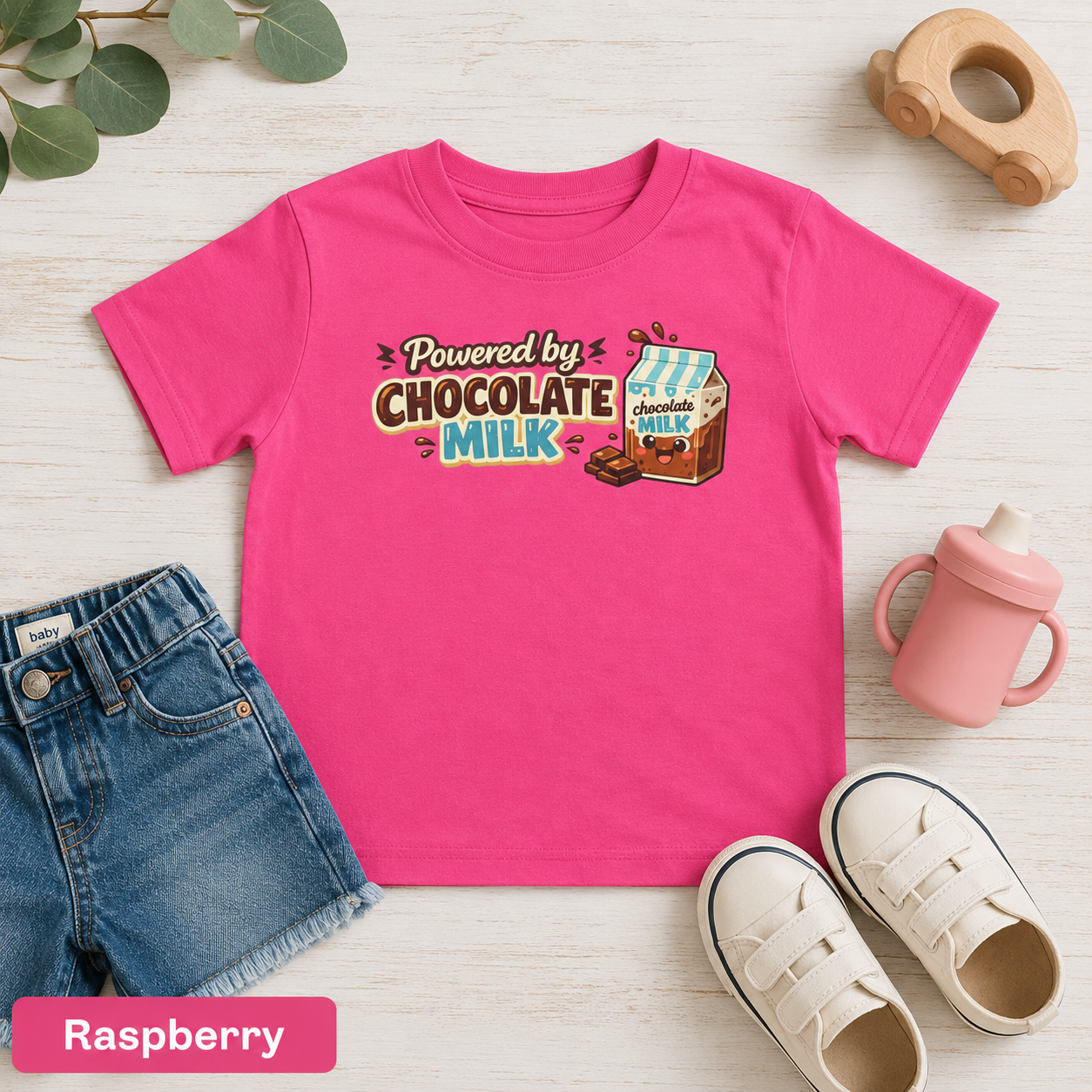 Powered by Chocolate Milk Toddler Tee