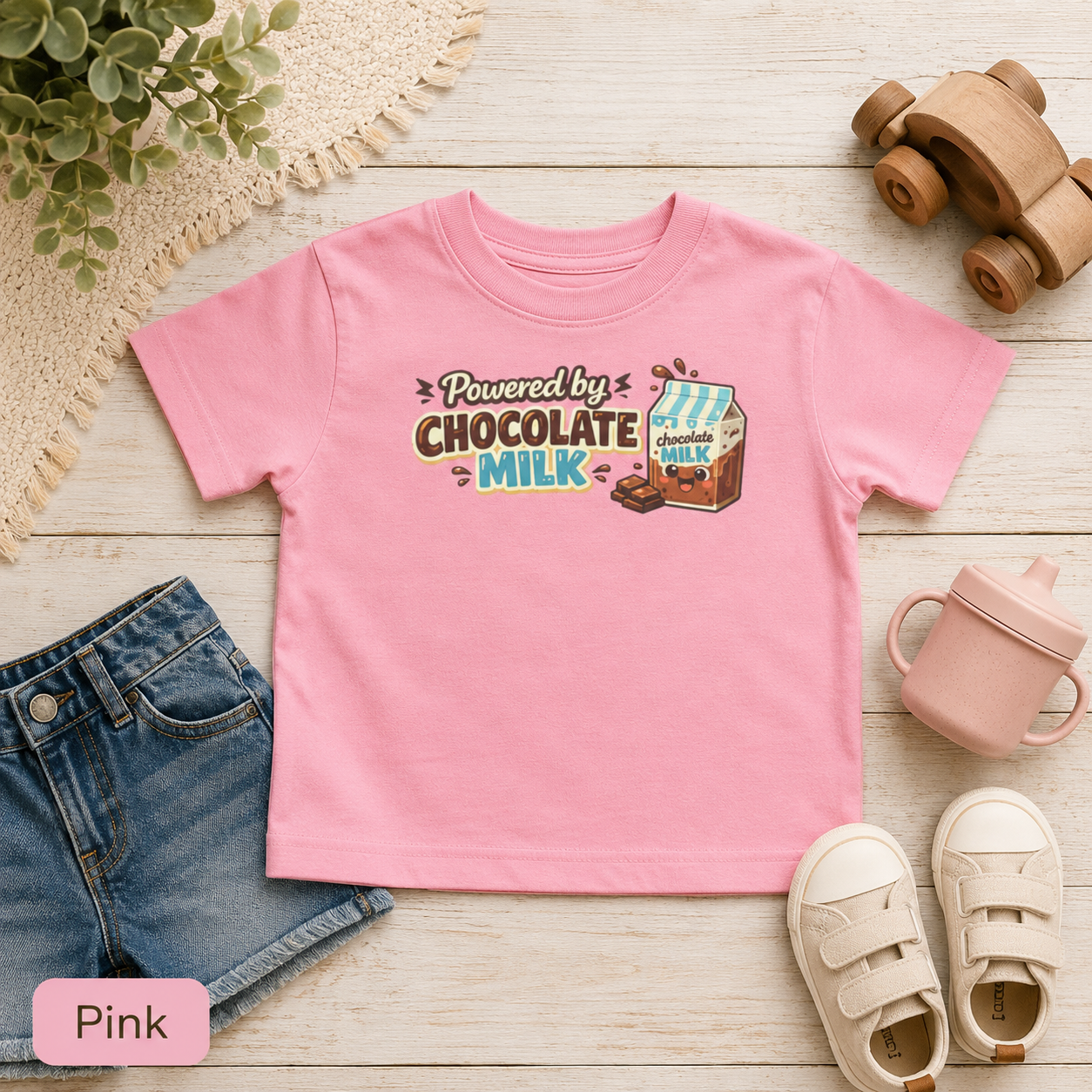 Powered by Chocolate Milk Toddler Tee